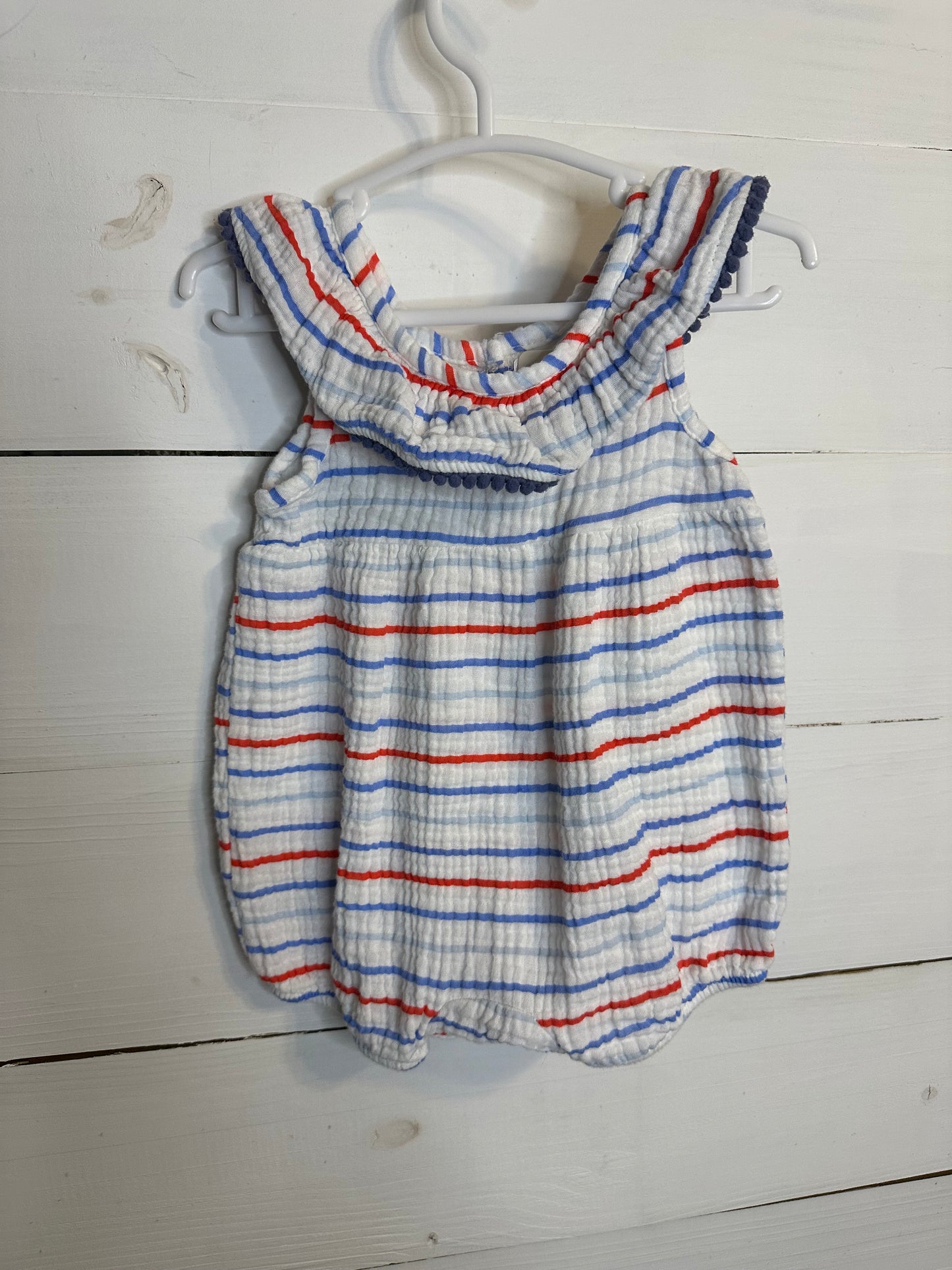 3-6M - Emily and Oliver Striped Bubble with Matching Bow