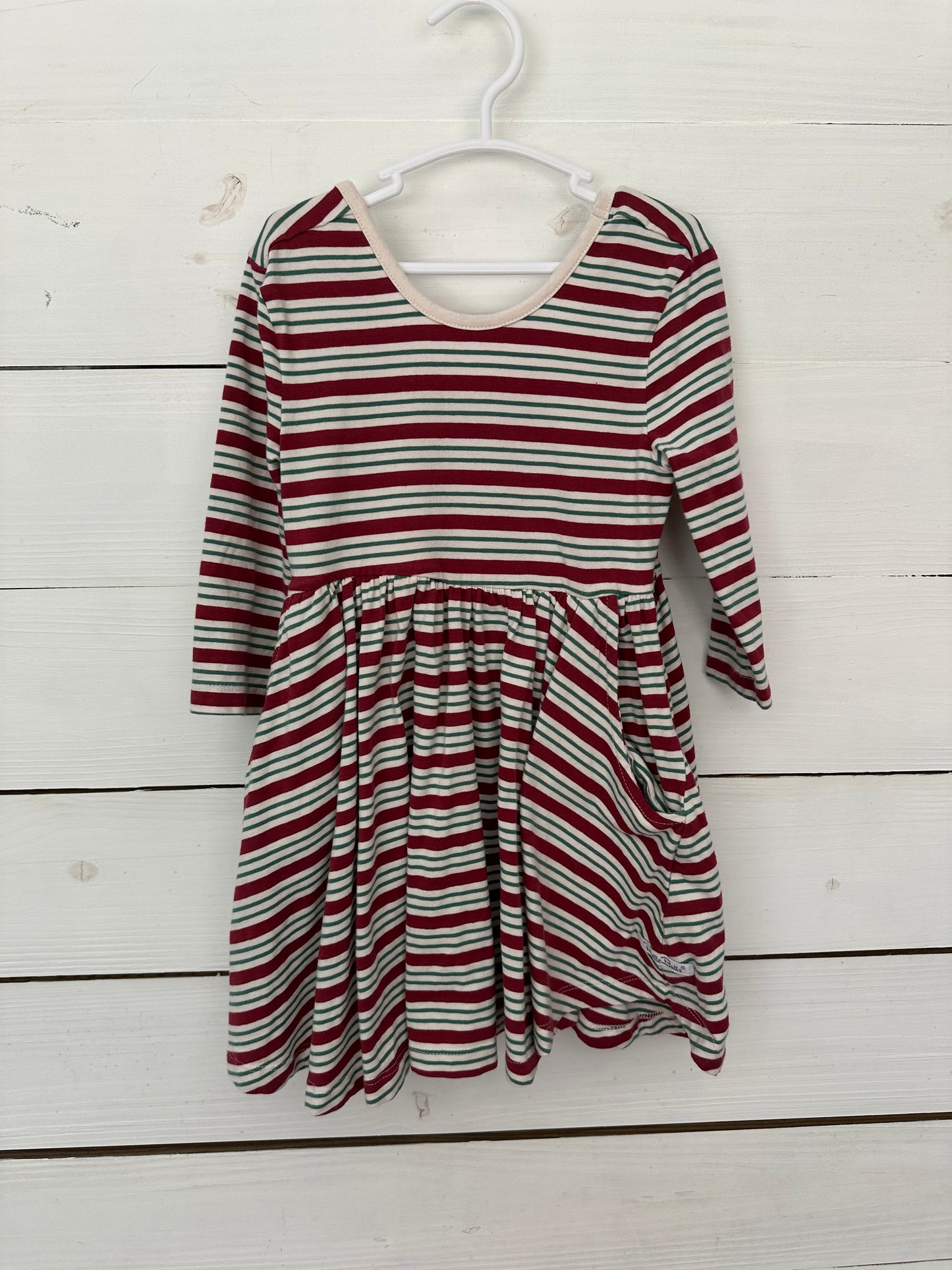 4T - Ruffle Butts Christmas Striped Dress