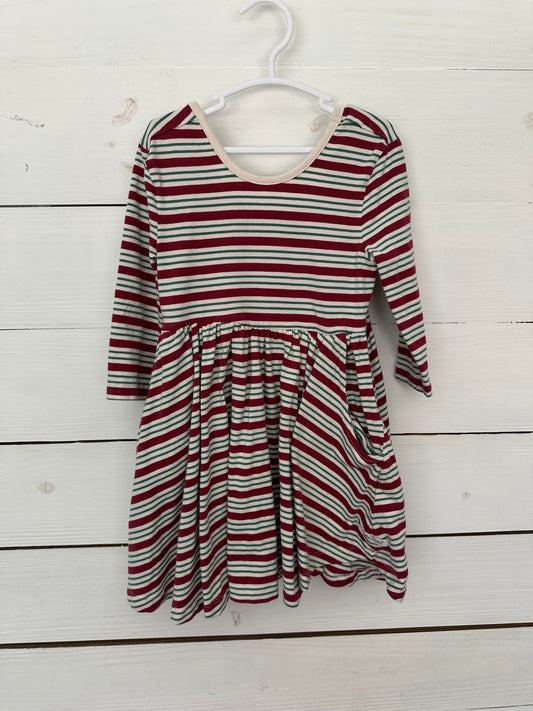 4T - Ruffle Butts Christmas Striped Dress