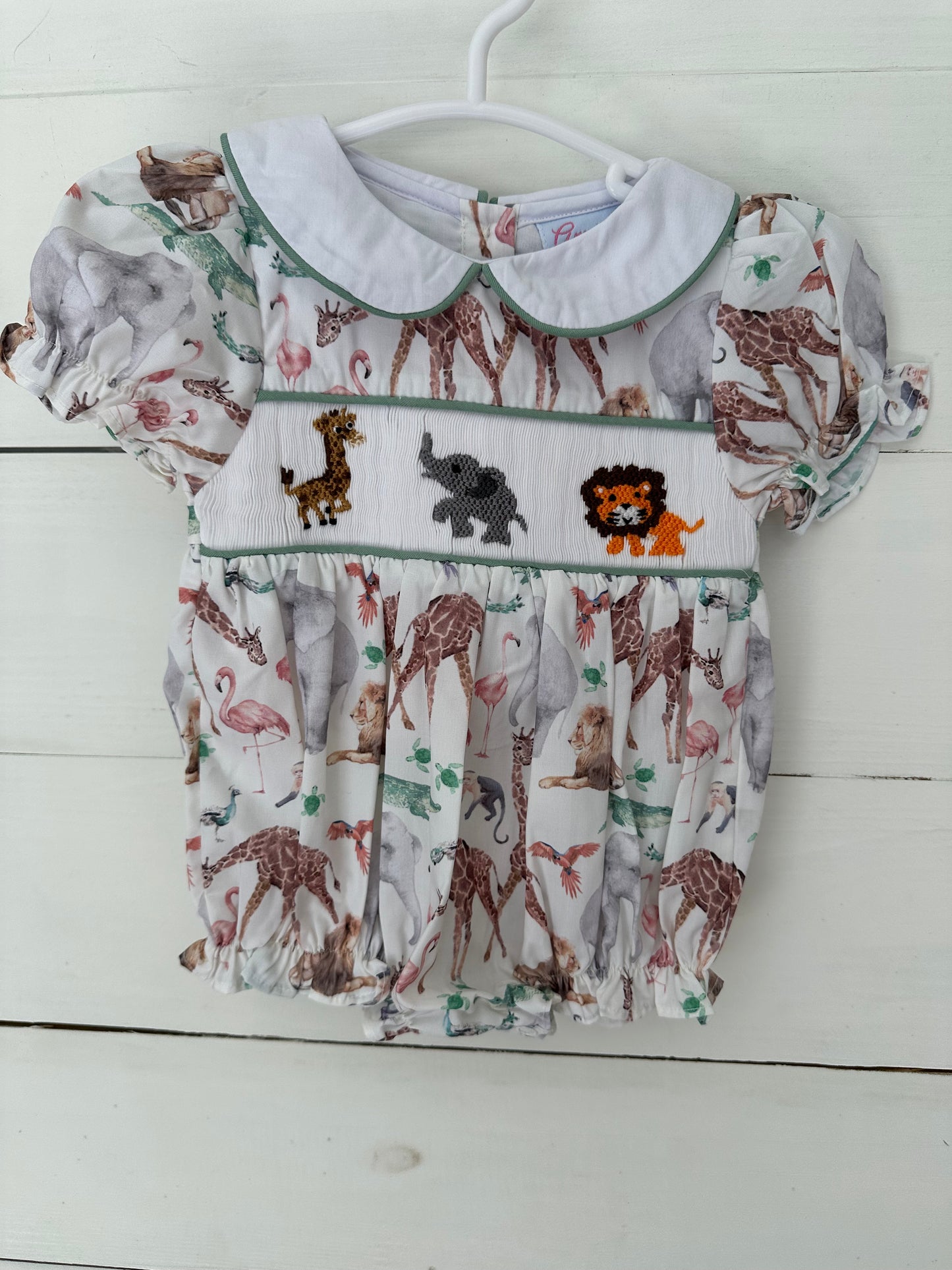3m - Ann Reeves Kids - Smocked Zoo Bubble NWT