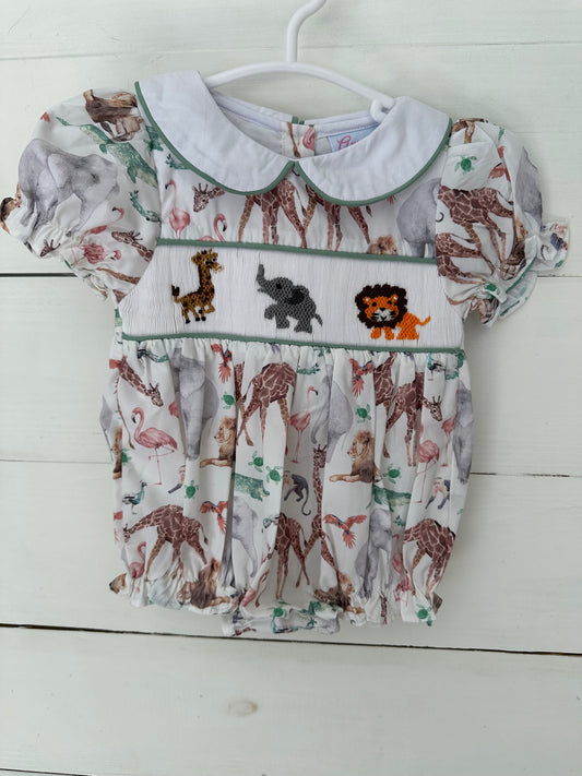 3m - Ann Reeves Kids - Smocked Zoo Bubble NWT