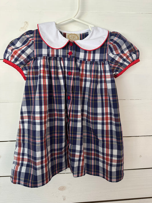 2T - TBBC Navy and Red Back to School Button Up Dress