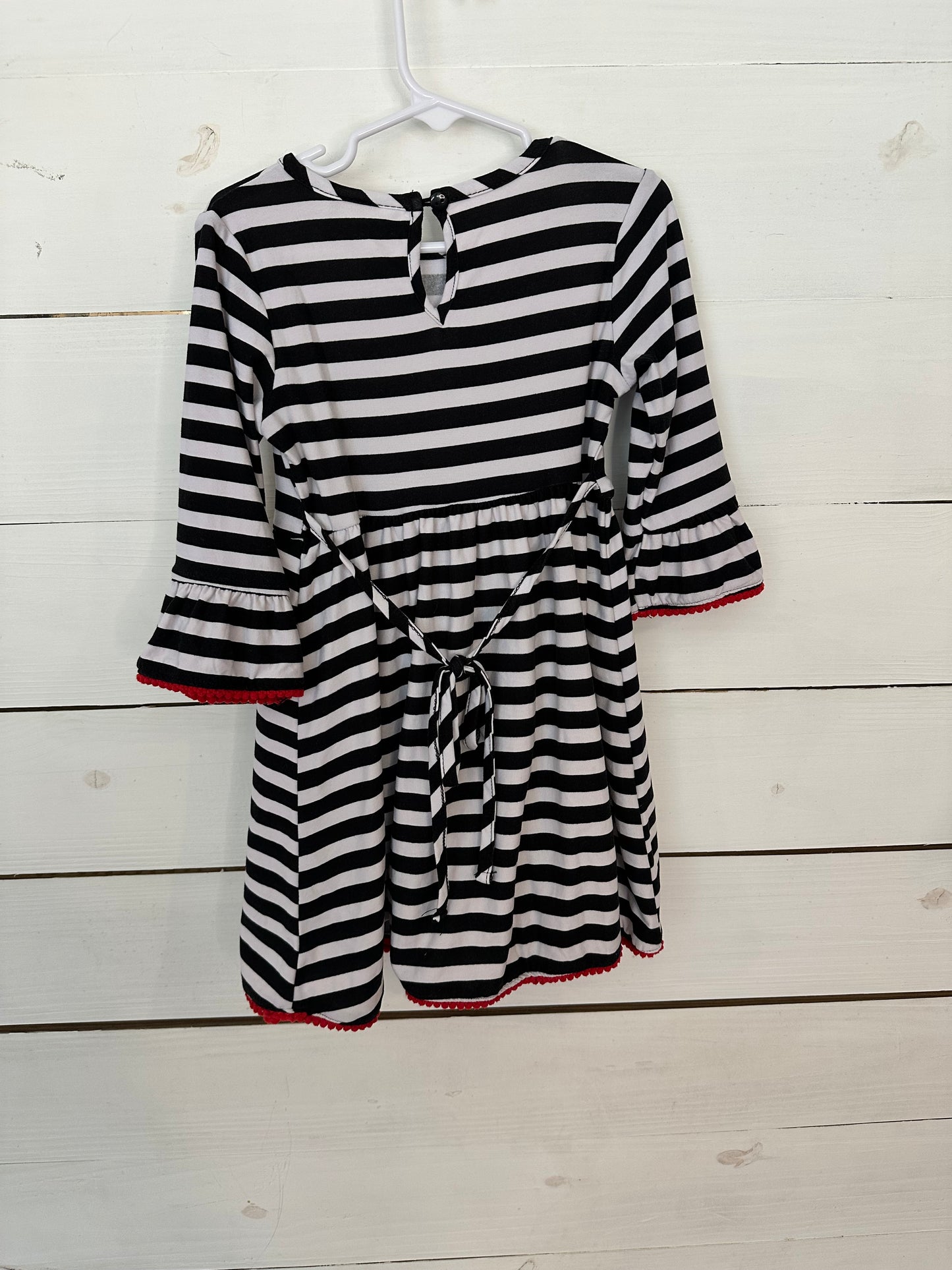 4t - Black and White Striped Christmas Dress - Sequin Christmas Tree