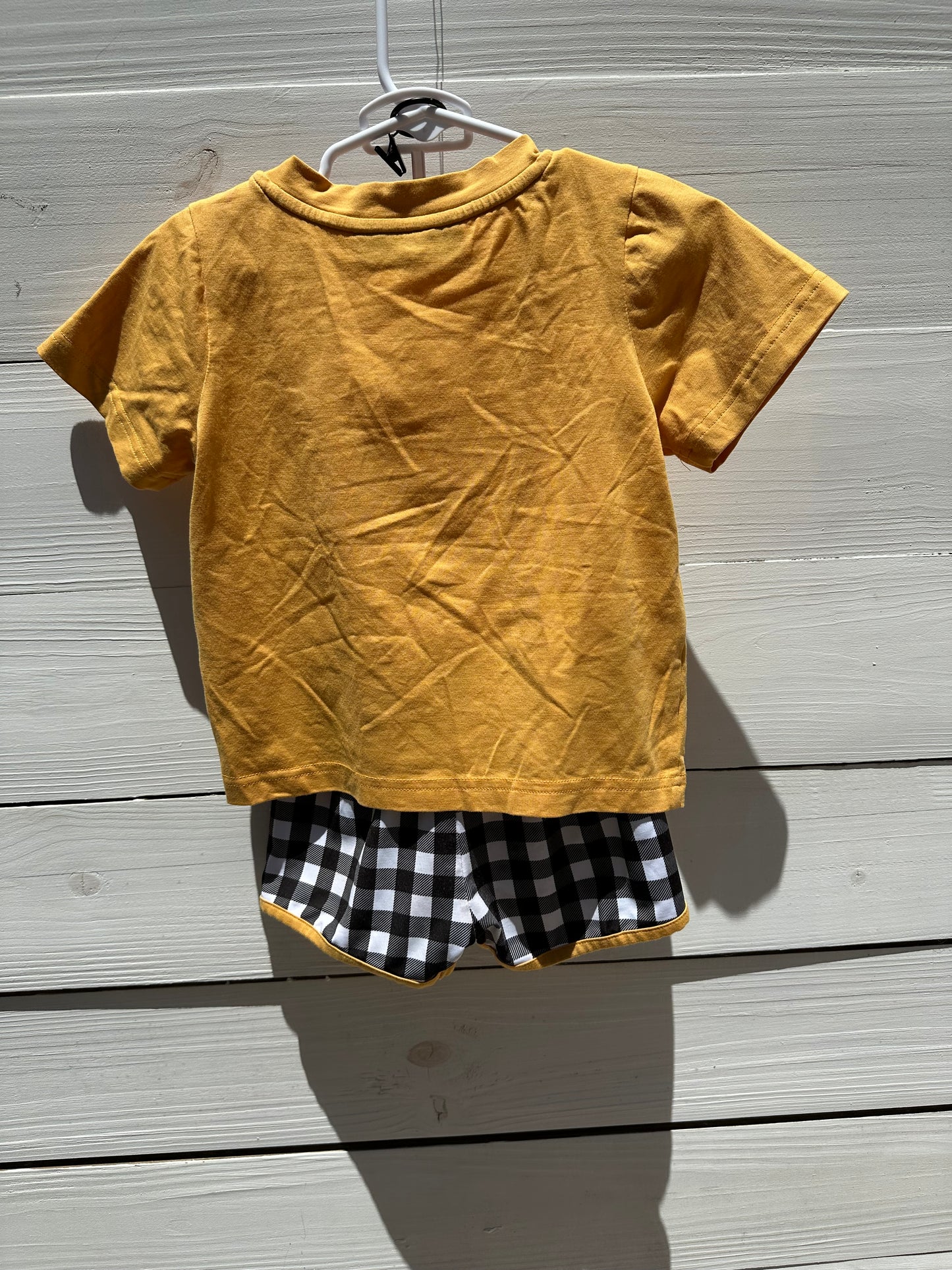 Southern Darlin Smocks 2 piece short set - UCF Go Knights smocked on chest and matching black gingham shorty shorts