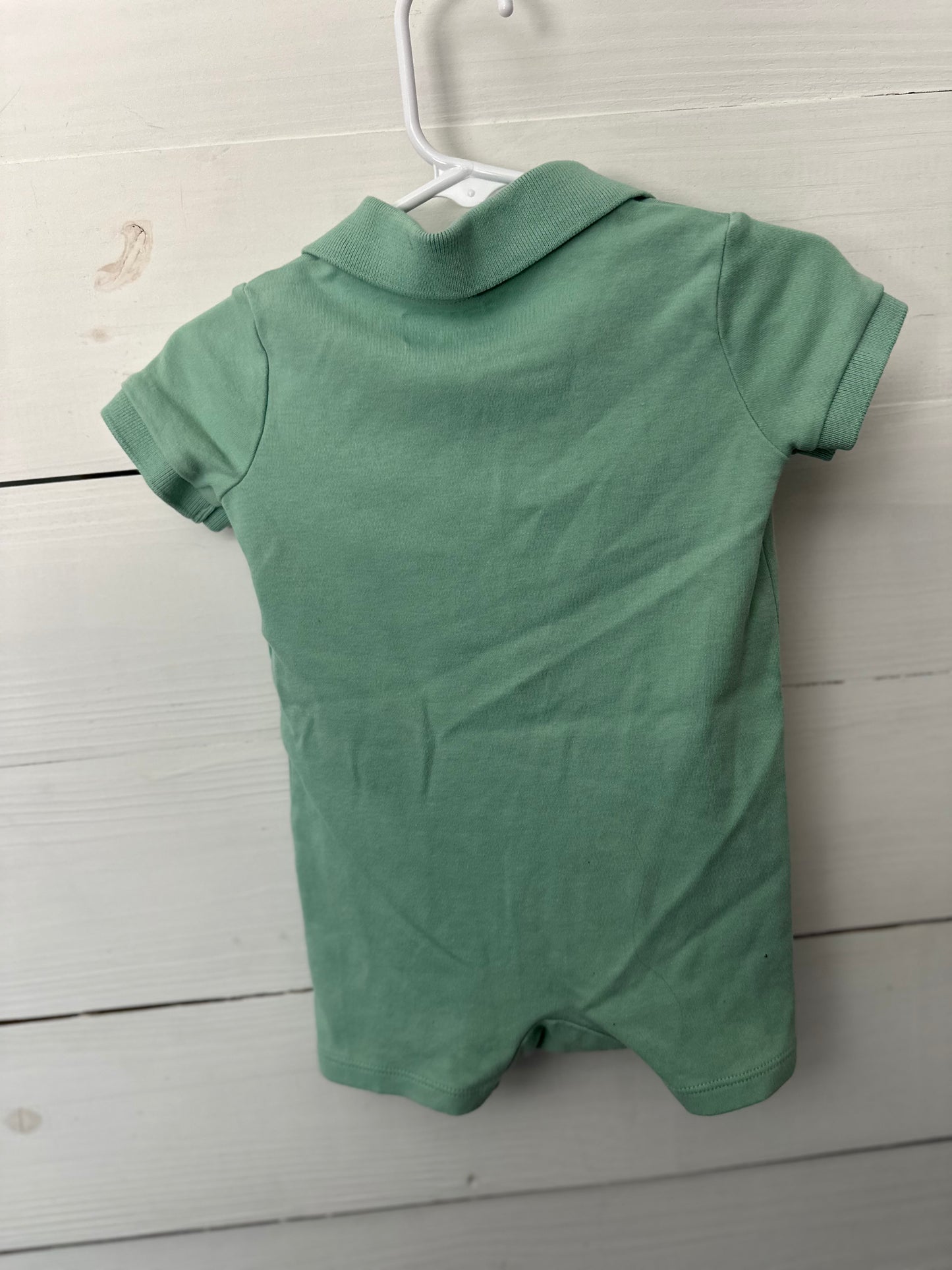 9M - Ralph Lauren Green Polo Romper with Polo Teddy