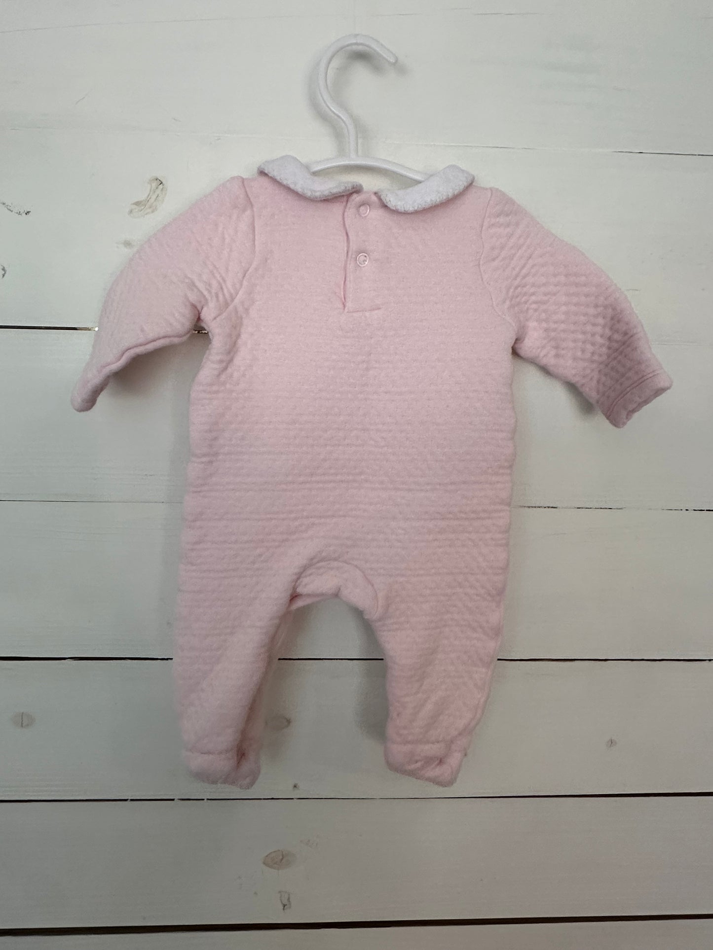 0-3M - Mud Pie Pink Quilted Reindeer Footed Romper