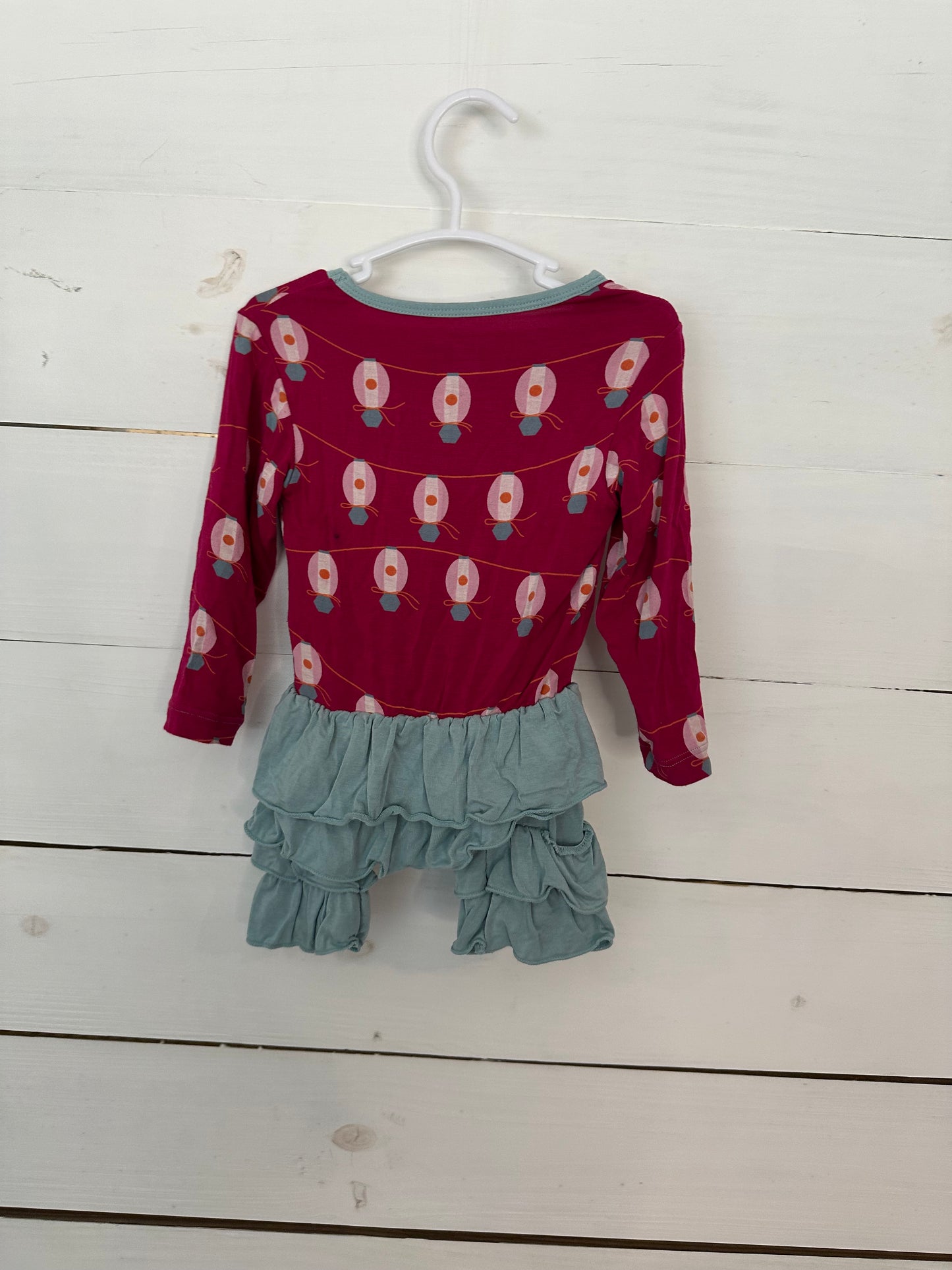 12-18M - Kickee Pants Magenta Top & Sage Pants