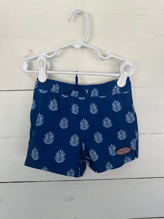 18/24M Vineyard Vines Navy with White Palm Swim Trunks