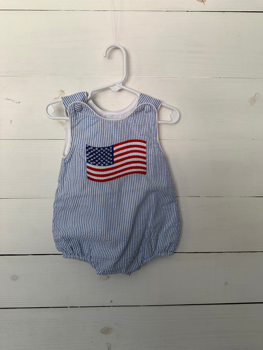 Lil Cactus Seer Sucker American Flag Romper