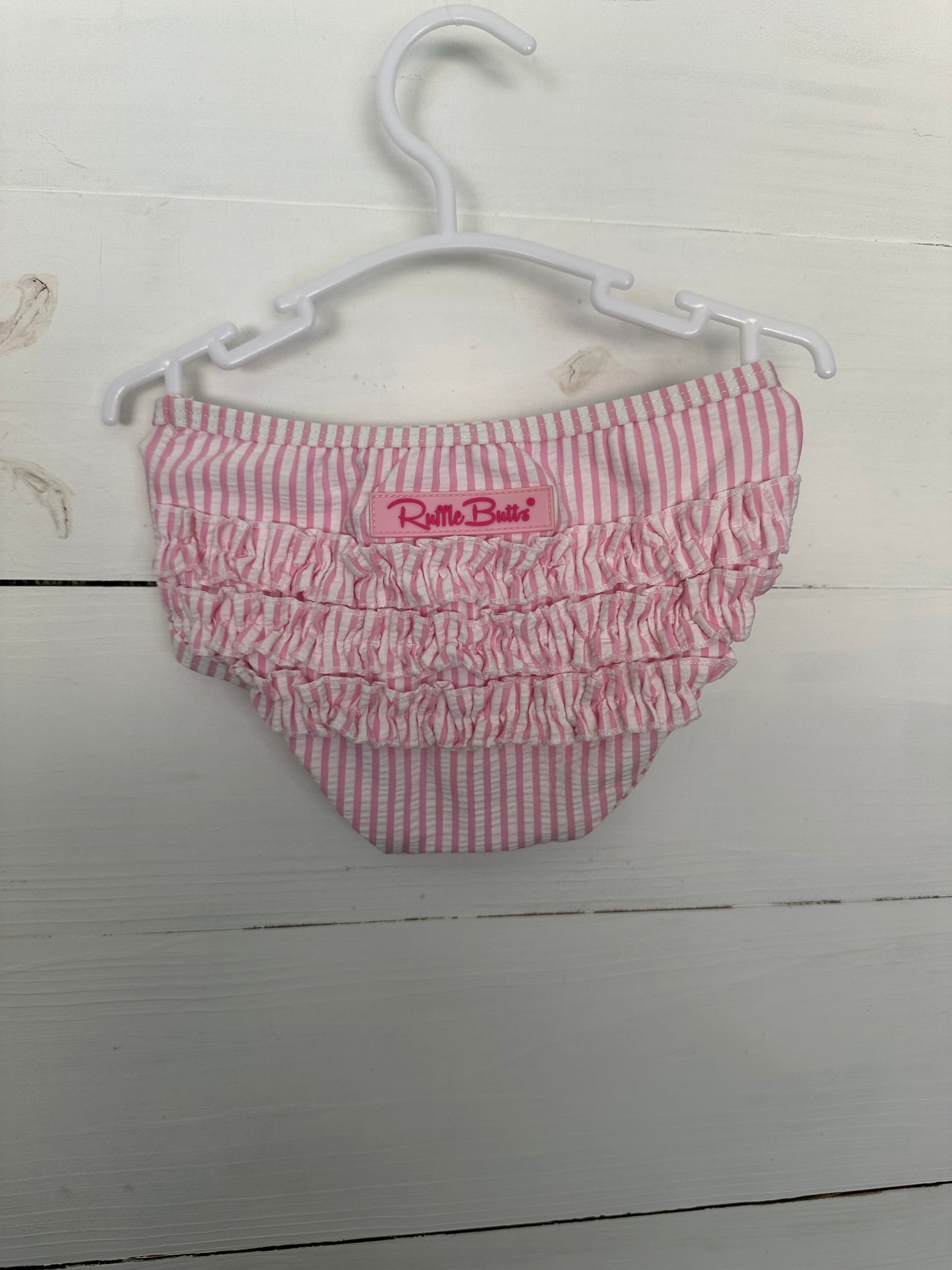 12-18m - Pink Seersucker Long sleeve 2 Piece Swim Suit