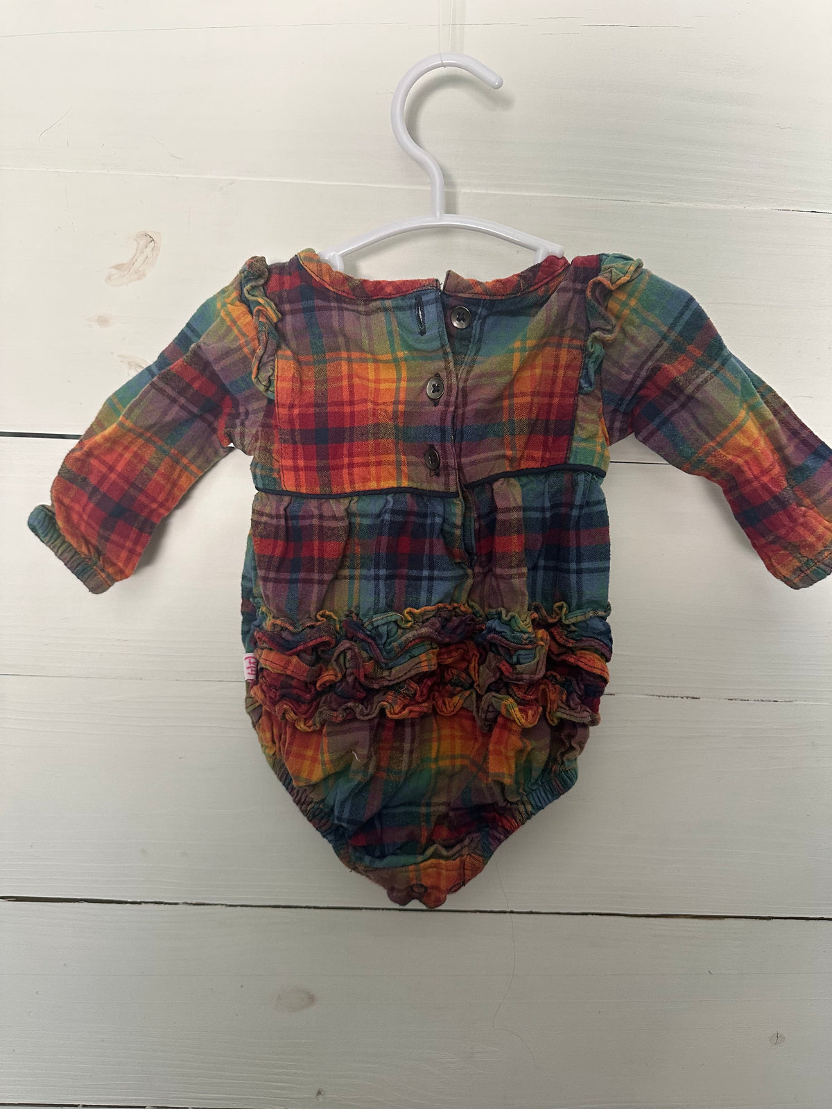 0-3M - Ruffle Butts Fall Plaid Bubble with Ruffle Bottom
