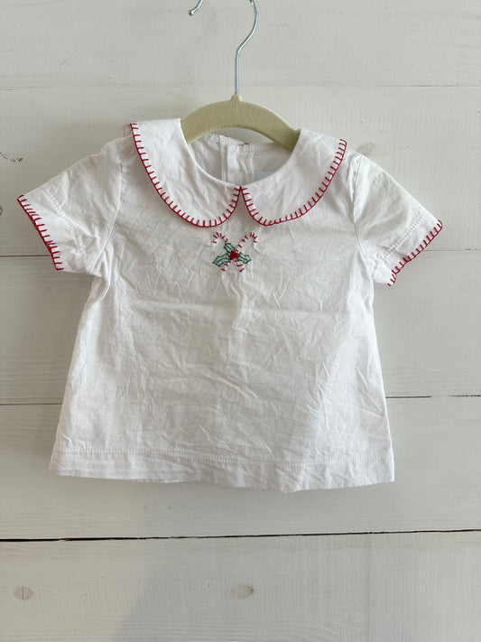 Little English Candy Cane Embroidered Shirt