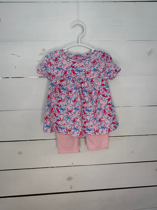 6-12M - Vineyard Vines 2 Piece Pant and Shirt Set Pink and Purple Whales