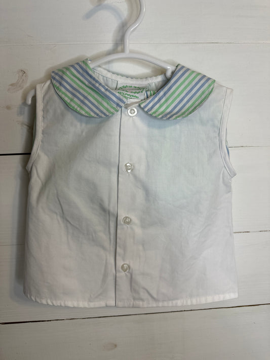 9M - Grace & James 2 Piece Set - Diaper Cover and Matching Button Up Shirt with Peter Pant Collar