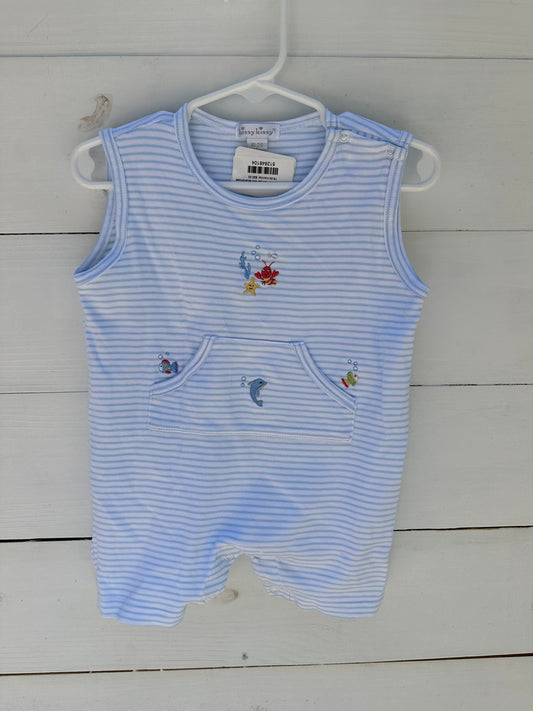 Kissy Kissy Crab Romper with Blue Stripes
