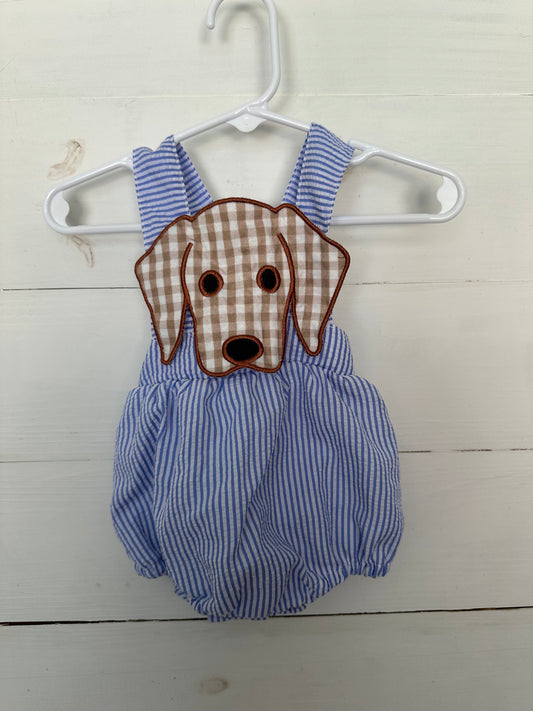Seer Sucker and Puppy Dog Sunsuit