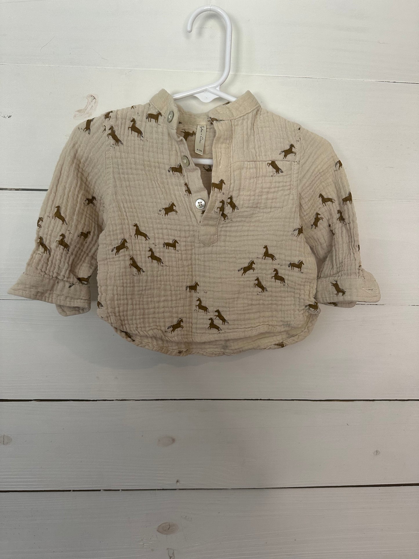 6/12M - Rylee + Cru Muslin Button Up Horse Top