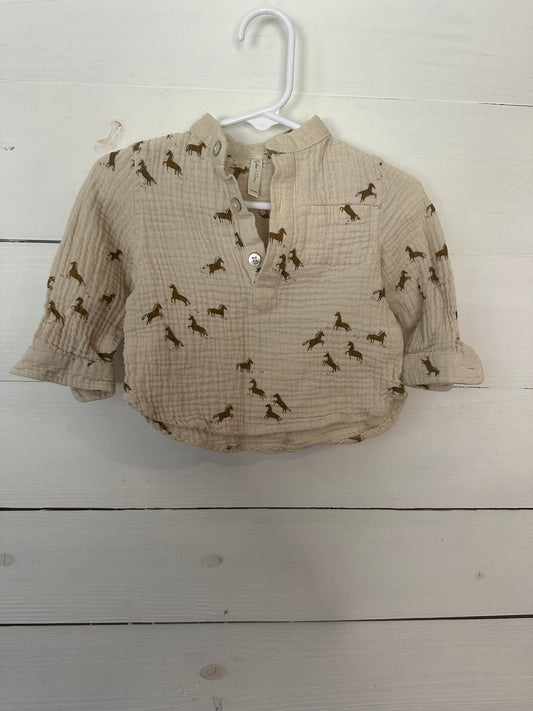 6/12M - Rylee + Cru Muslin Button Up Horse Top