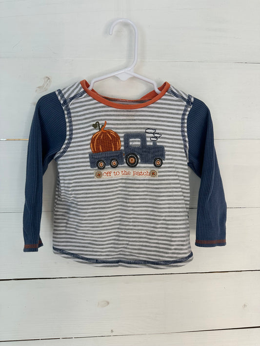 12-18M - MudPie - Off to the patch shirt with appliqued truck and pumpkin