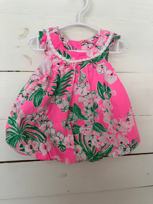 6-12M - Lilly Pink & Green Bubble Dress & Bloomers