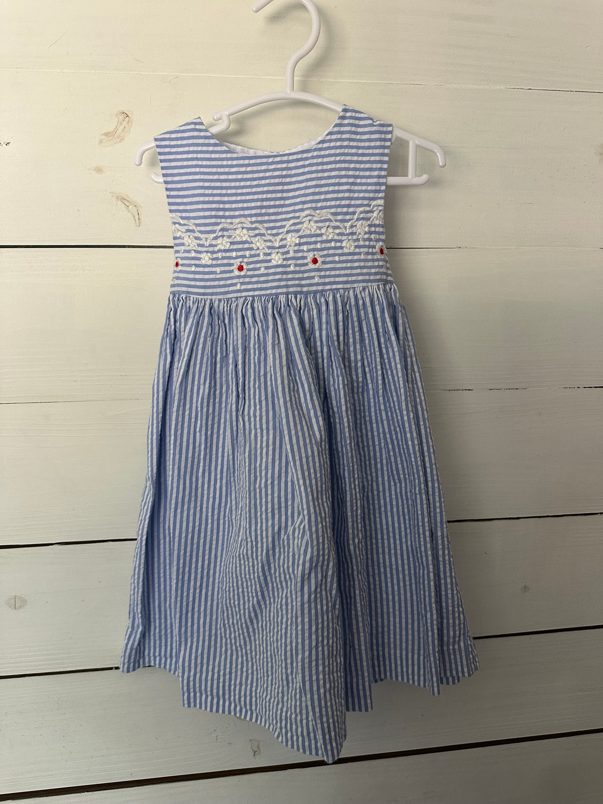 24M - Edgehill Collection Blue Seersucker Dress with Matching Bloomers