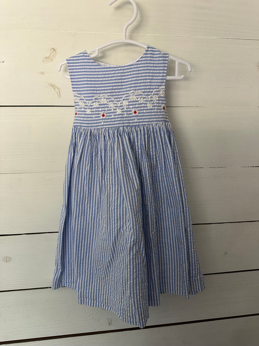 24M - Edgehill Collection Blue Seersucker Dress with Matching Bloomers
