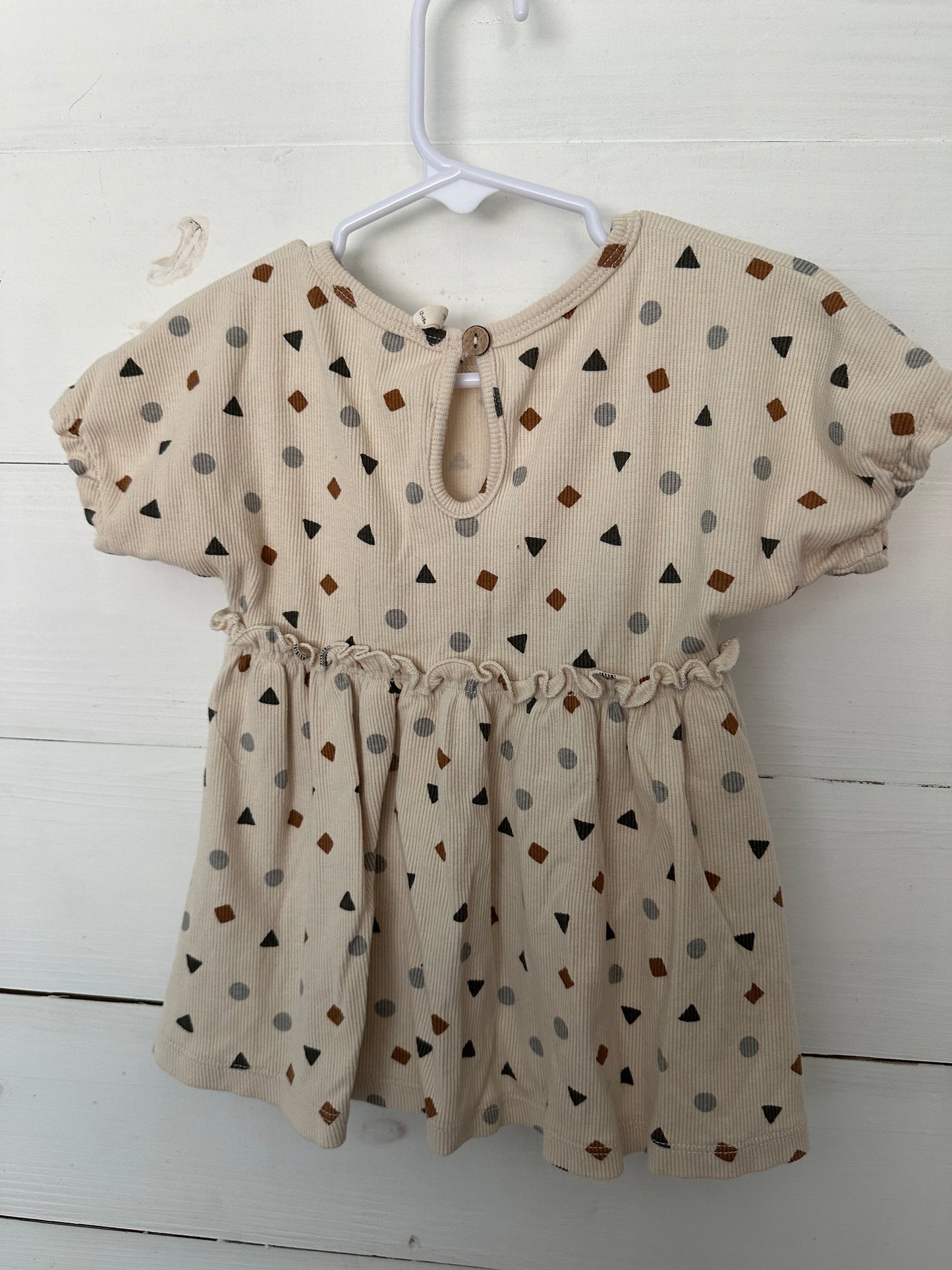 Quincy Mae Neutral Dress with Shapes with matching bloomers