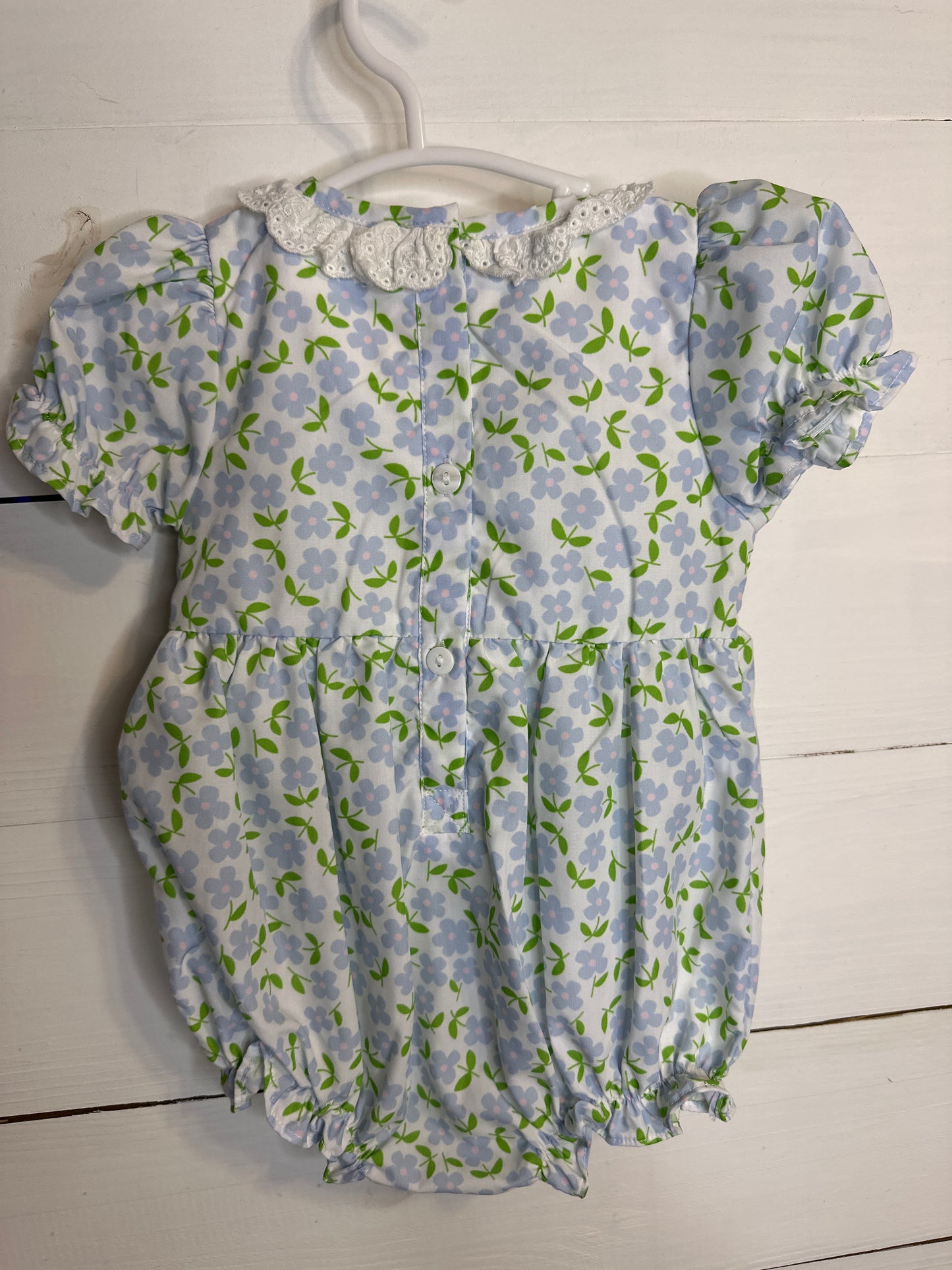 6M - Eliza James Kids Smocked Blue & Green Floral Bubble