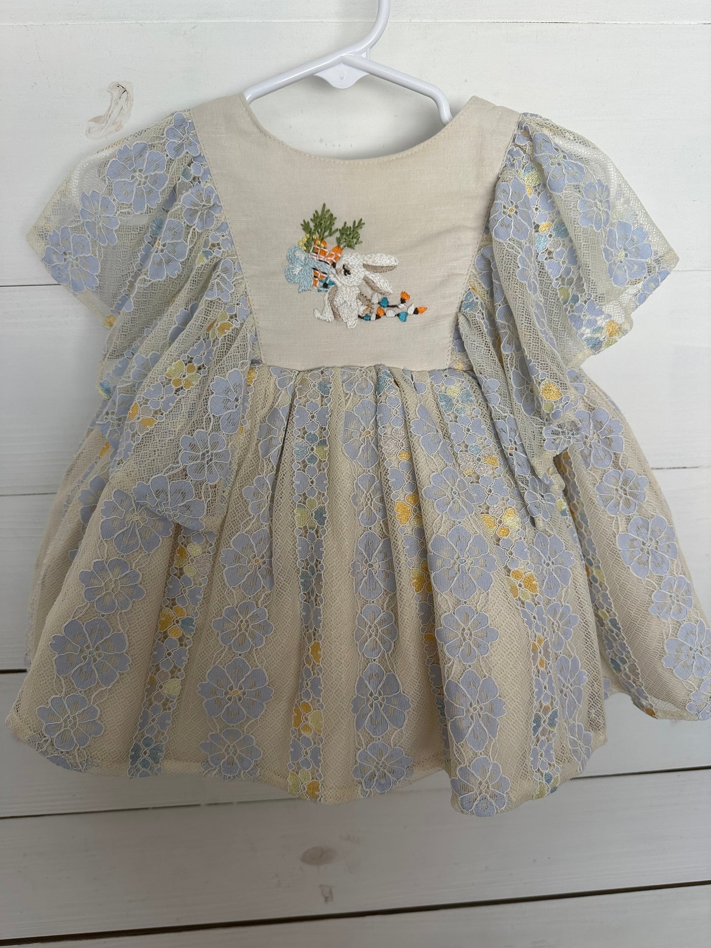Reina Monroe Designer Dress - Incredible Detail with Hand Embroidered Bunny - Matching Bloomers & built in petticoat