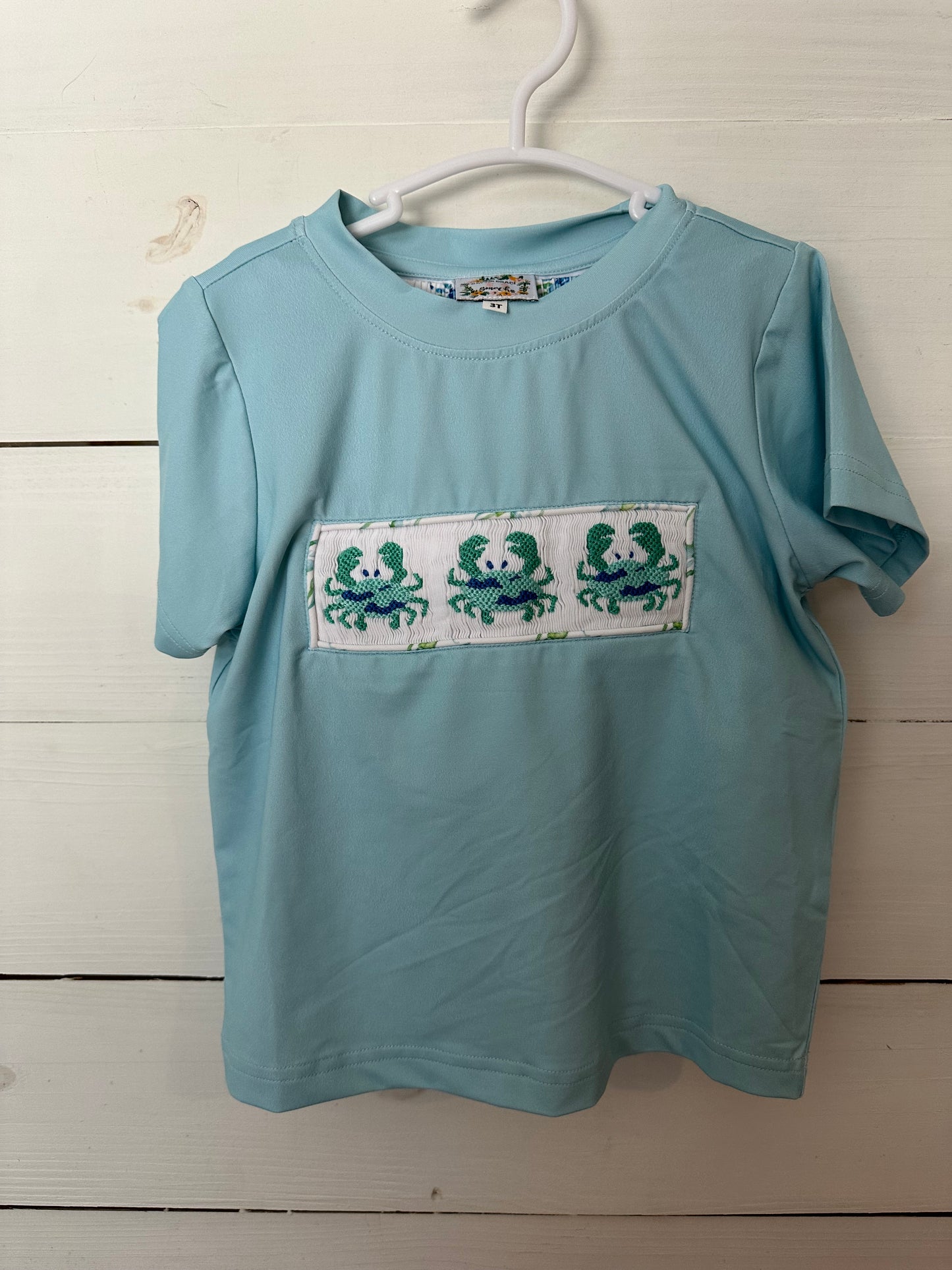 2T - Saving Grace Smocked Blue Crab 2 Piece Set