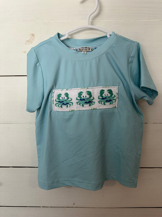 2T - Saving Grace Smocked Blue Crab 2 Piece Set
