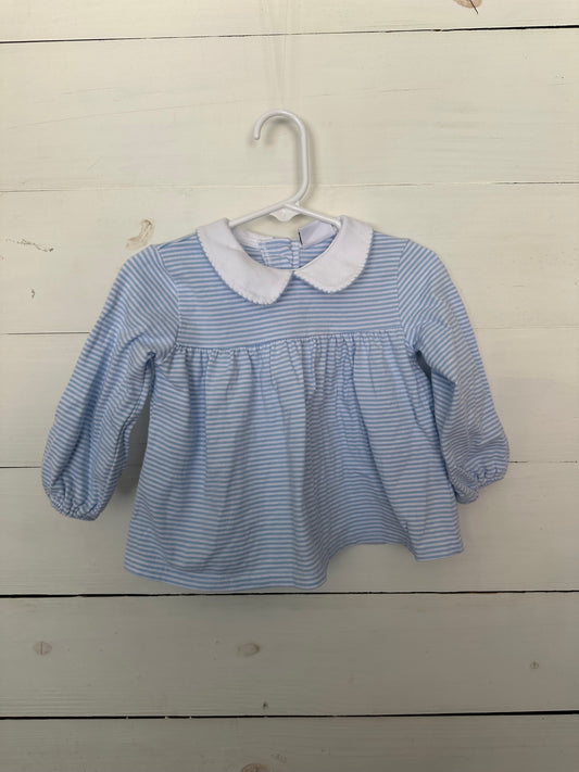 PB&J: Blue striped shirt with peter pan collar