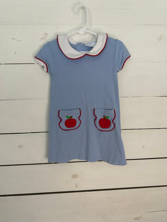 3T - Back To School Little English Dress with Apple Pockets