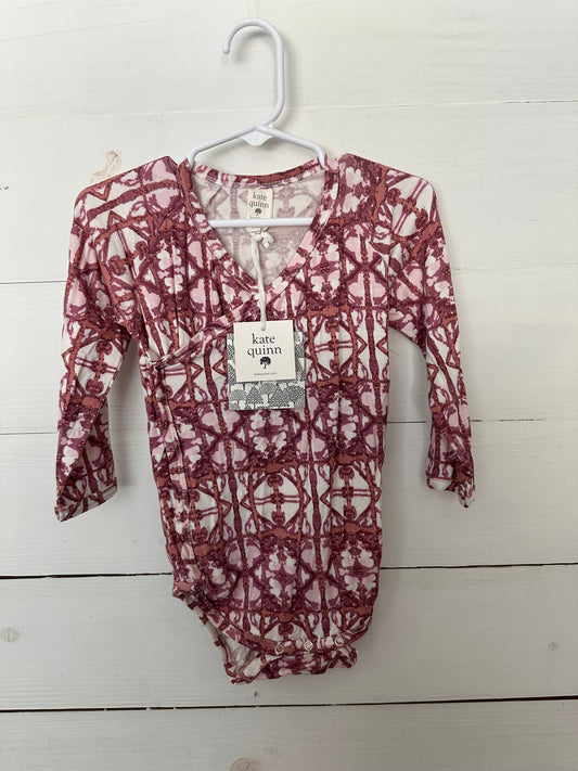 Kate Quinn Bamboo Long Sleeve Onesie with Purple and Pink Design