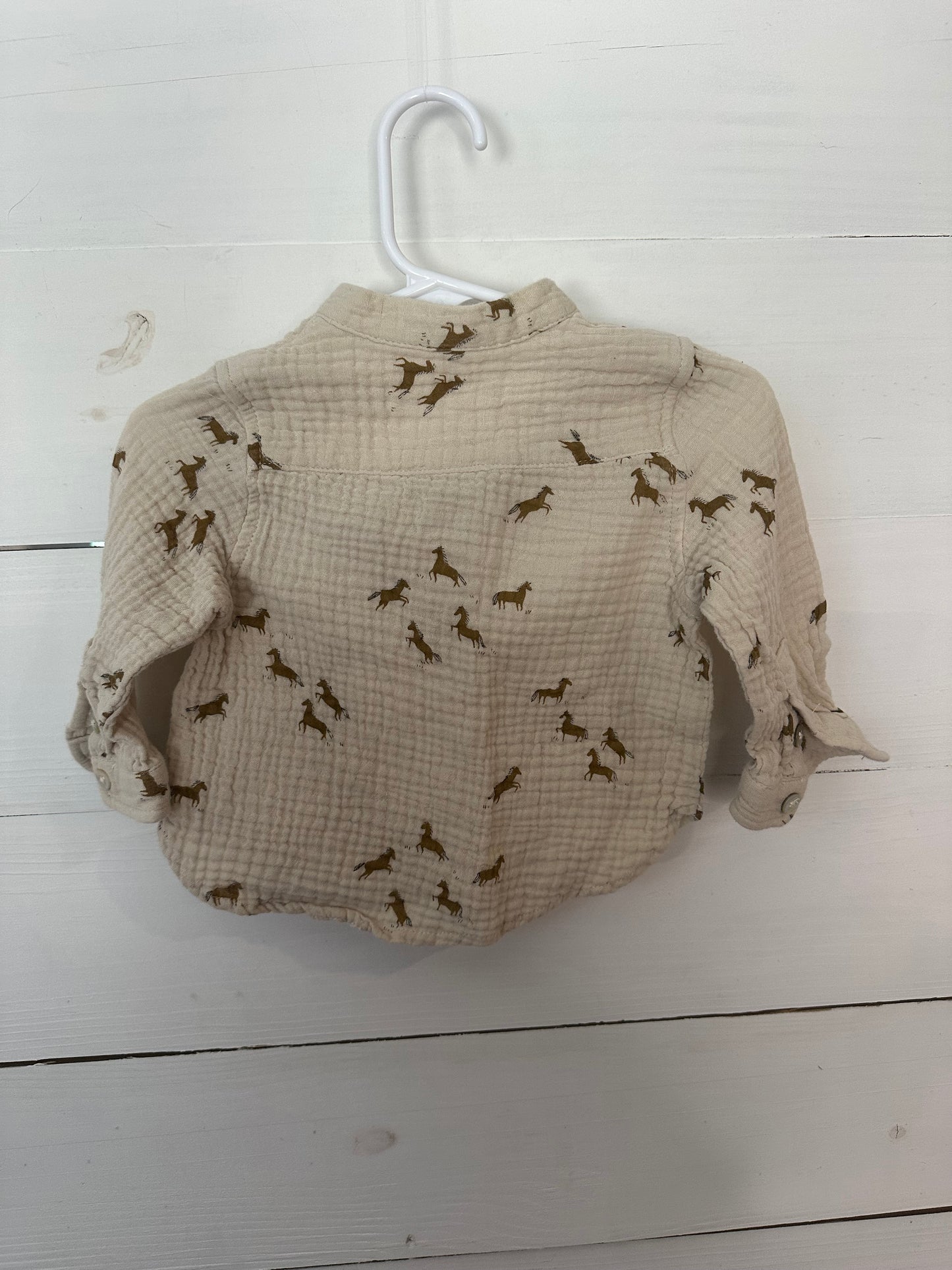6/12M - Rylee + Cru Muslin Button Up Horse Top