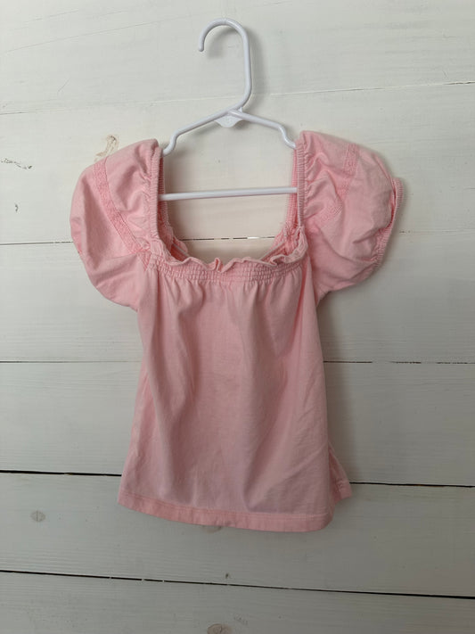 Janie and Jack Pink Square Neck Poof Sleeve T-shirt