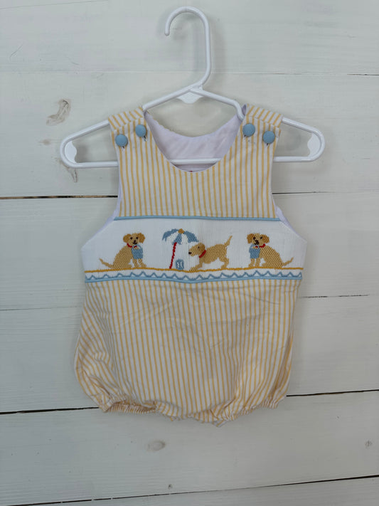 6M - Shrimp & Grits Yellow Dog Smocked Bubble
