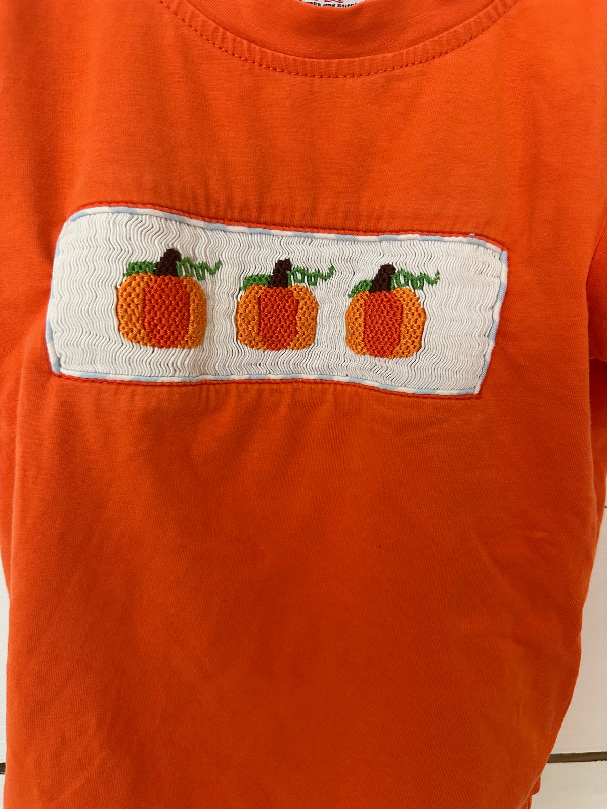4T - Smocked Pumpkin Shirt - Smocking Dog Boutique