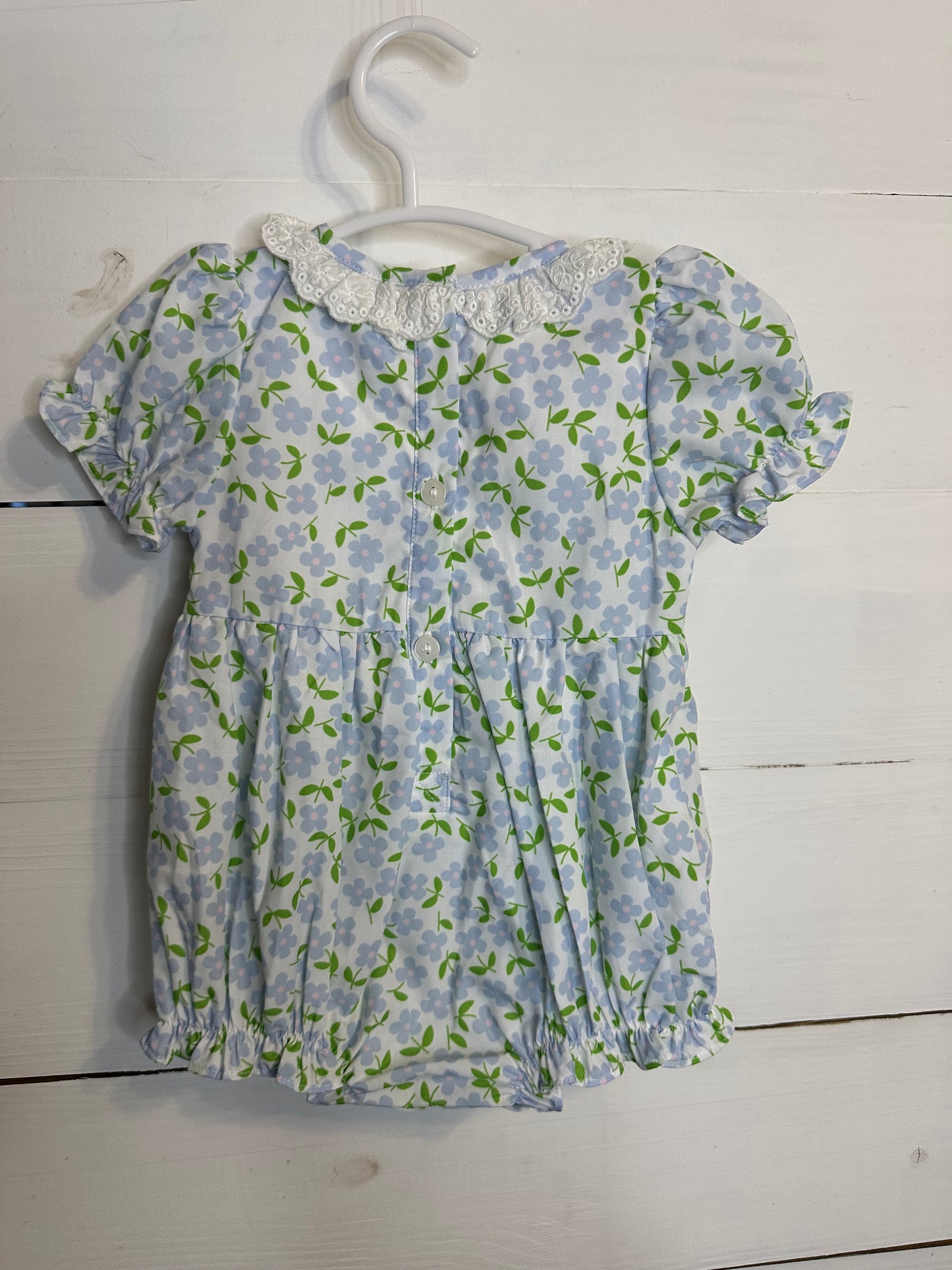 3M - Eliza James Kids Smocked Blue & Green Floral Bubble