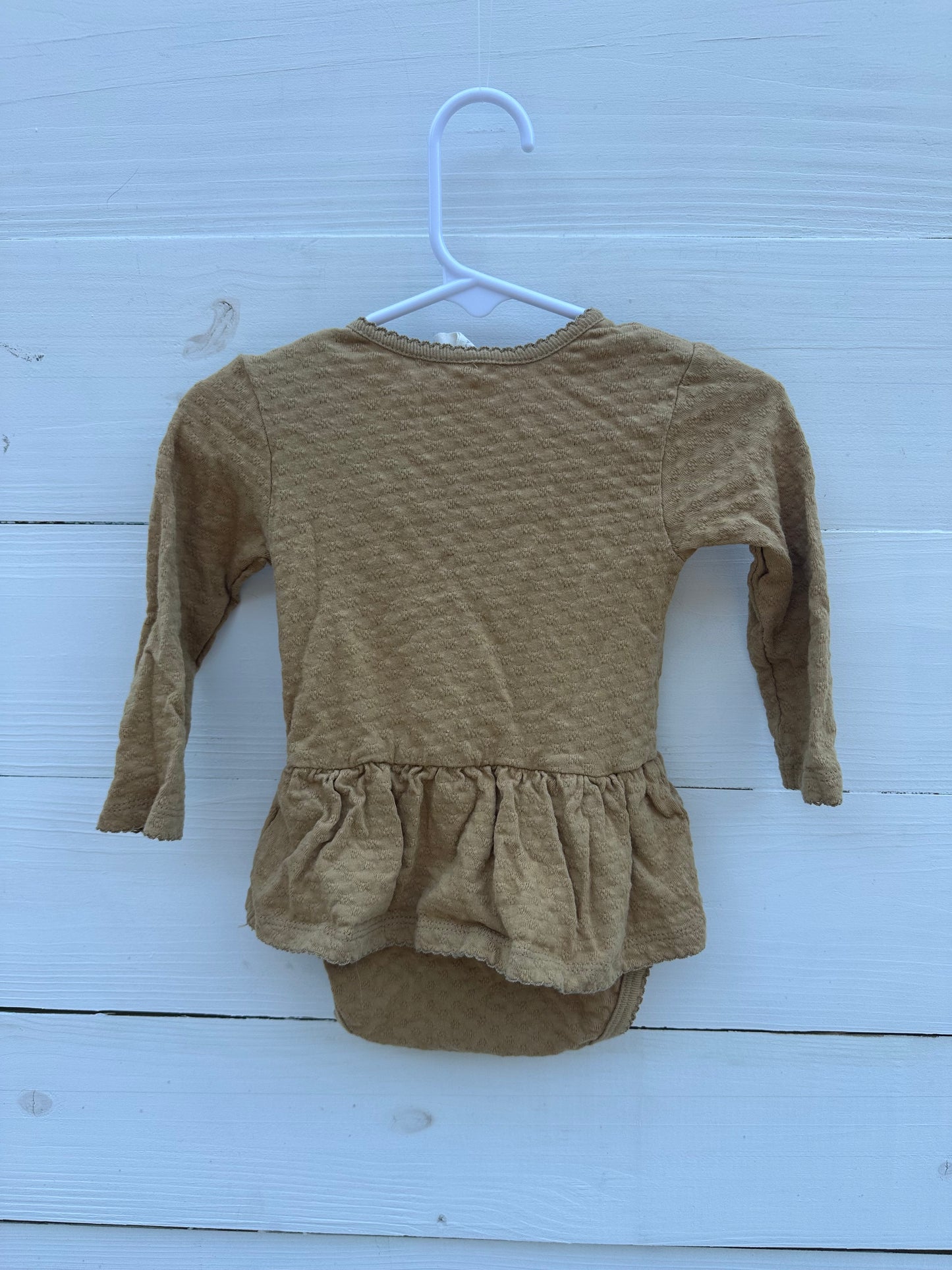 6/12m - Quincy Mae - Mustard Ruffled Bubble/Onesie