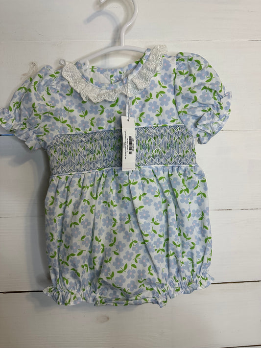 3M - Eliza James Kids Smocked Blue & Green Floral Bubble