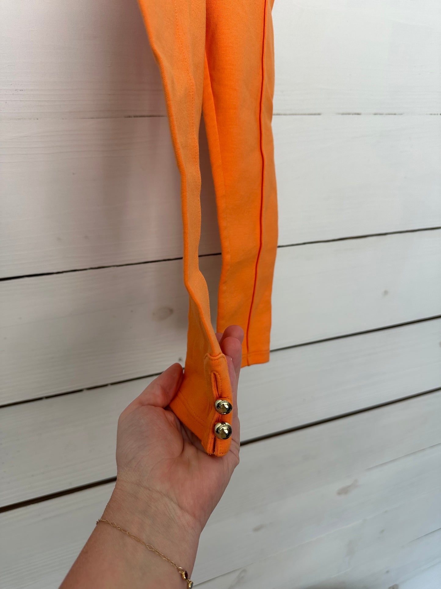 2T - Janie and Jack Orange Leggings with Gold Buttons