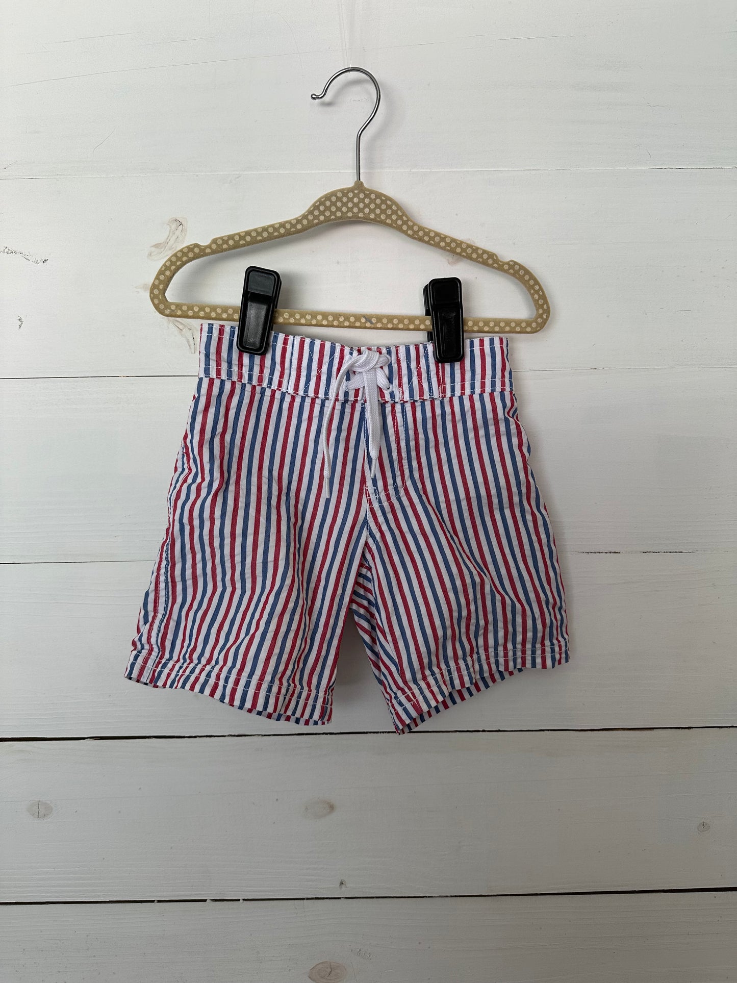 2T - Janie and Jack Red, White, and Blue Striped Board Shorts