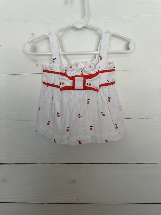 Janie and Jack: White with red cherries tank with bow detail