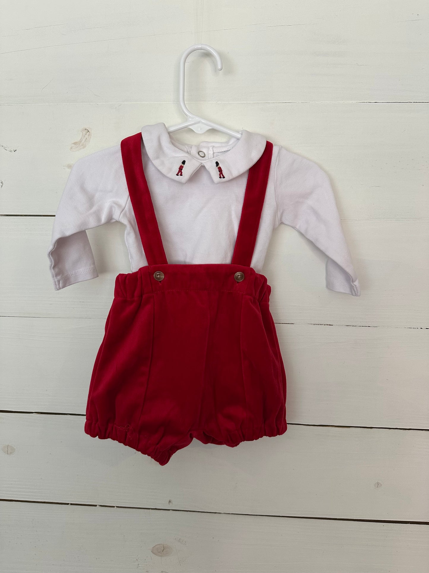 6M- Edgehill Collection Red Velvet & Toy Solider 2 Piece Christmas Outfit
