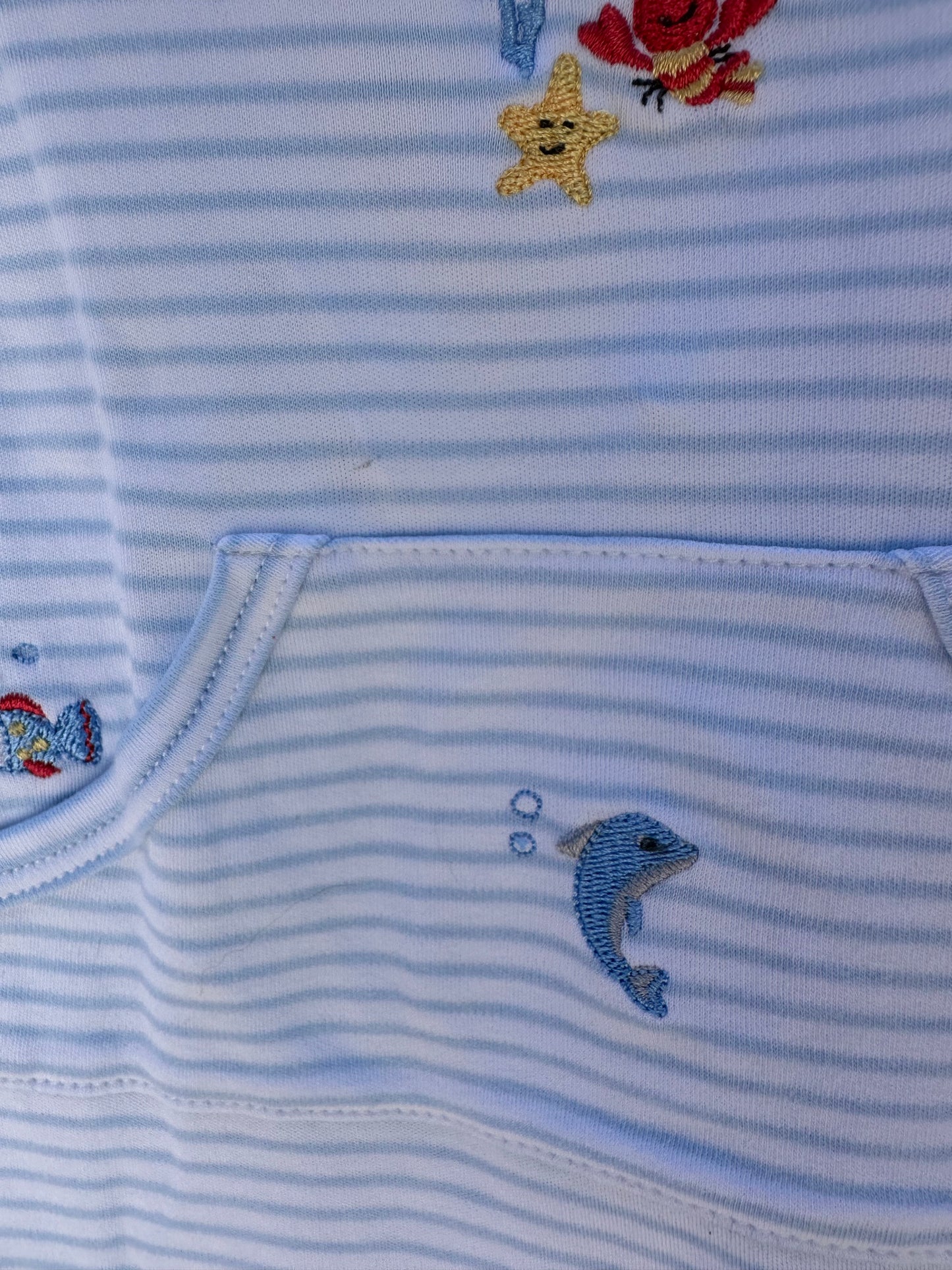 Kissy Kissy Crab Romper with Blue Stripes
