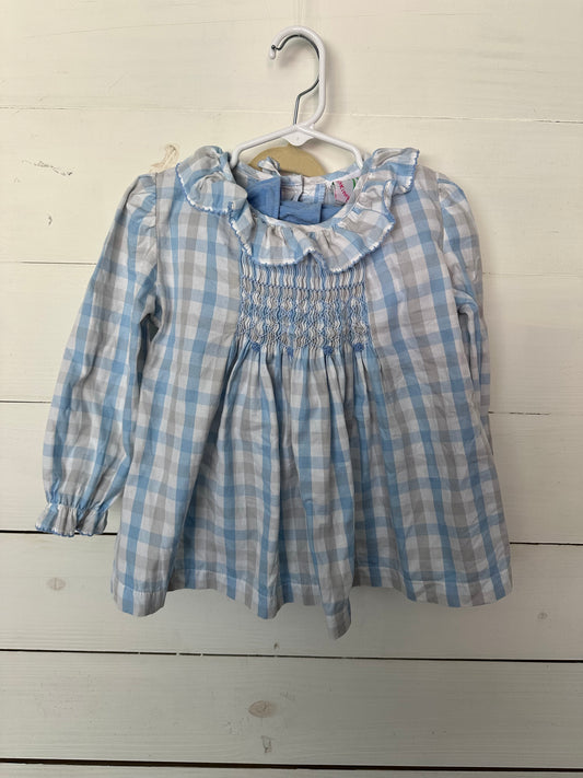 Shrimp and Grits Long sleeve shirt and bloomers blue and grey gingham