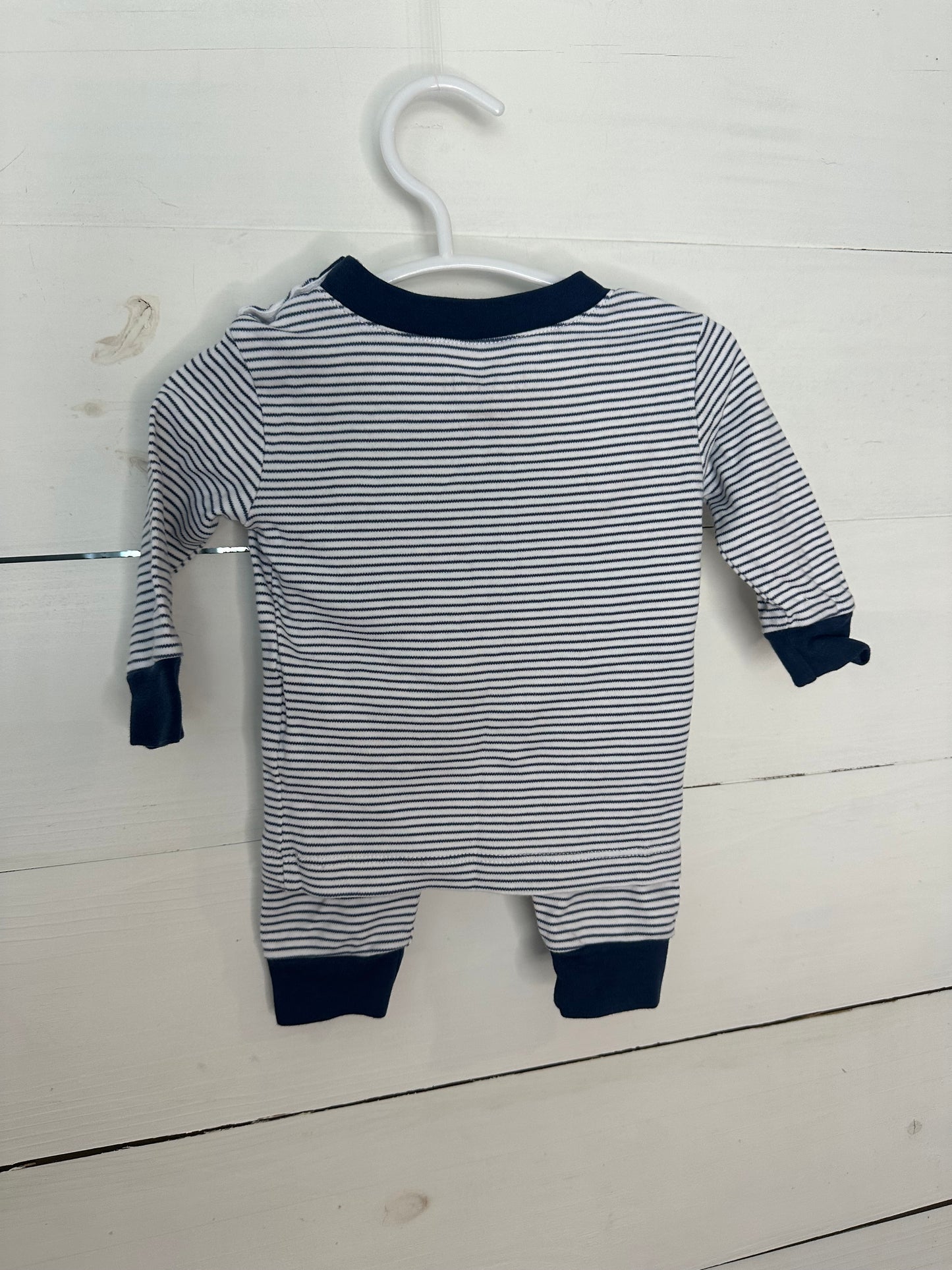 6-9M - Lake Blue and White Striped Pajamas