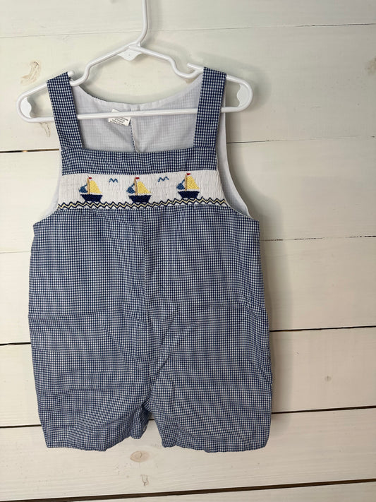 24M - Blue Gingham Jon Jon with Sail Boat Smocking