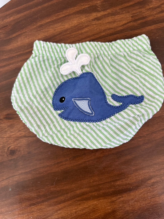 0-6M - Green Striped Swim Diaper Cover with Appliqued Whale :  Baby Aspen